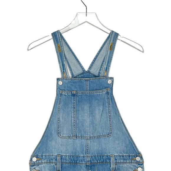 Old Navy XXL 18 Girls Light Wash Distressed Jean Shortalls - Picture 4 of 11